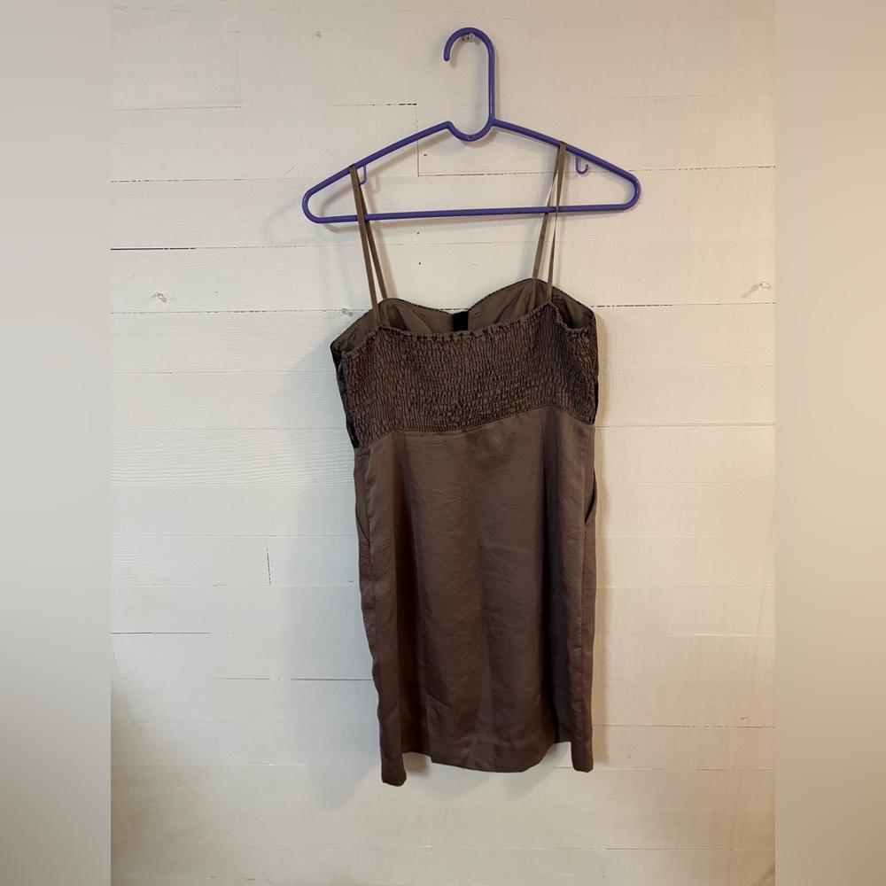 BCBGeneration Lace Bodice Taupe Cocktail Dress with Pockets Size 8 - Picture 5 of 8